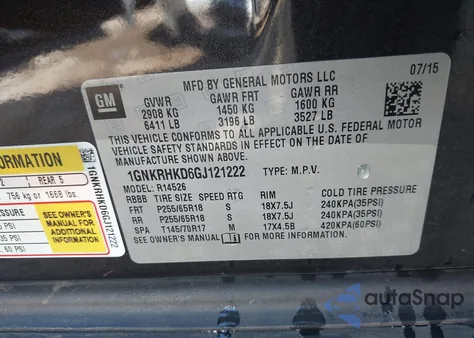 2016 Chevrolet Traverse 2Lt z USA, uszkodzony, nr VIN 1GNKRHKD6GJ121222